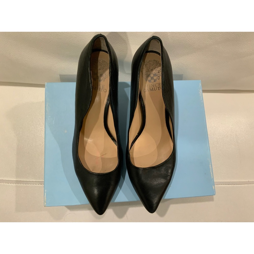 Vince Camuto Black Leather Pointed Toe Stiletto‎ Heels Women's Size 8